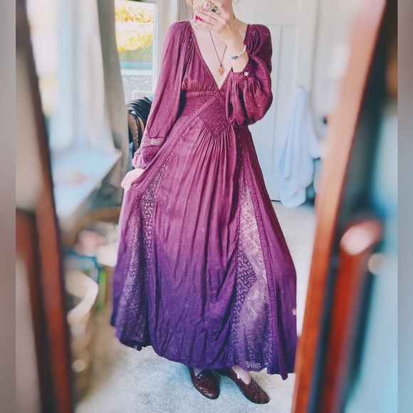 SOLD - Free People Southwest Lace Maxi Dress in Plum - Picture 2 of 10